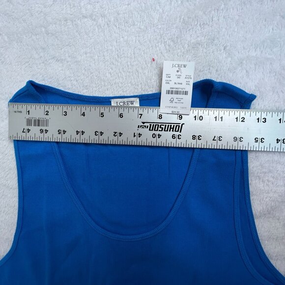J.Crew Women's Ribbed Cotton Tank Top XXL Blue Style AY276 Scoop Neck Casual New - Picture 5 of 7